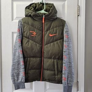 Nike Kids Green and Gray Puffer Jacket